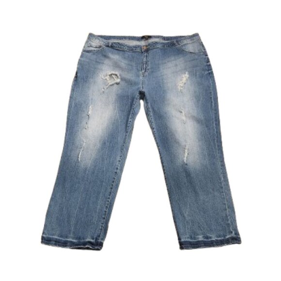 Ellos High-Rise Distressed Straight Jeans   Size 30W - Picture 2 of 6